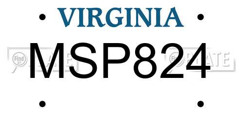 MSP824 Virginia License Plate