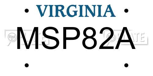 MSP82A Virginia License Plate