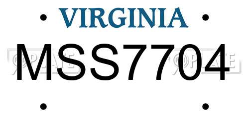 MSS7704 Virginia License Plate