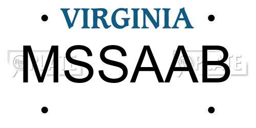 MSSAAB Virginia License Plate