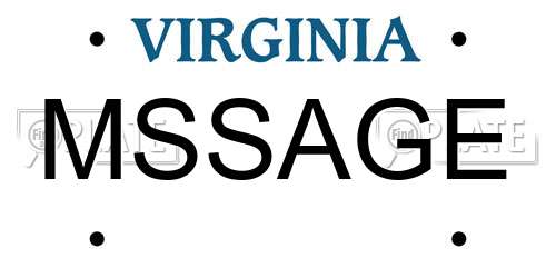 MSSAGE Virginia License Plate