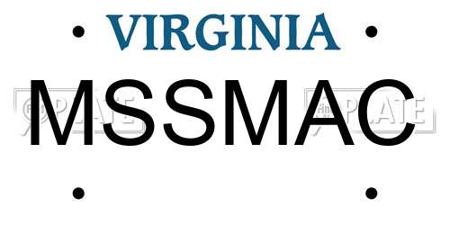 MSSMAC Virginia License Plate