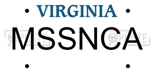 MSSNCA Virginia License Plate