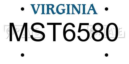 MST6580 Virginia License Plate