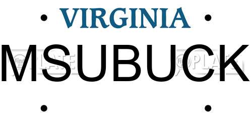 MSUBUCK Virginia License Plate