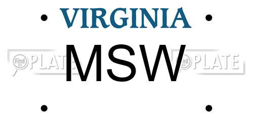MSW Virginia License Plate