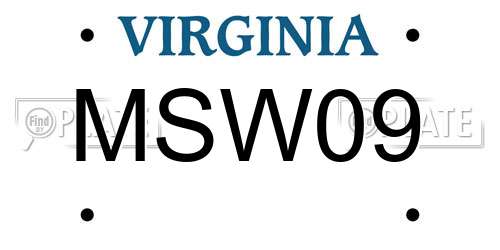 MSW09 Virginia License Plate