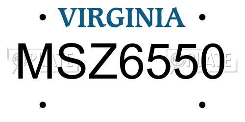 MSZ6550 Virginia License Plate