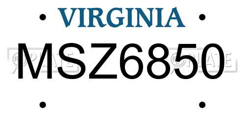 MSZ6850 Virginia License Plate