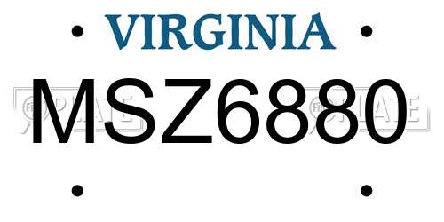 MSZ6880 Virginia License Plate