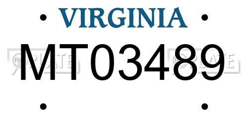 MT03489 Virginia License Plate