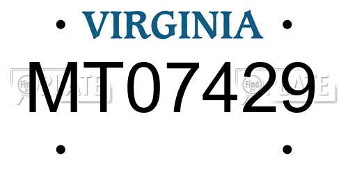 MT07429 Virginia License Plate
