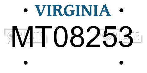 MT08253 Virginia License Plate