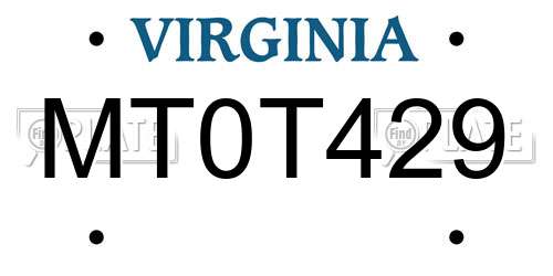 MT0T429 Virginia License Plate