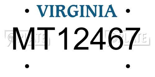 MT12467 Virginia License Plate