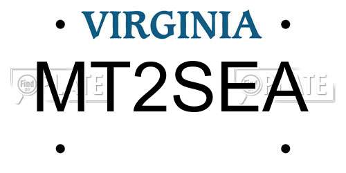 MT2SEA Virginia License Plate