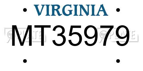 MT35979 Virginia License Plate