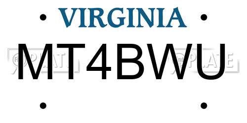 MT4BWU Virginia License Plate
