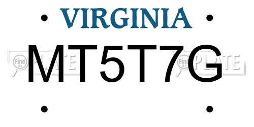 MT5T7G Virginia License Plate