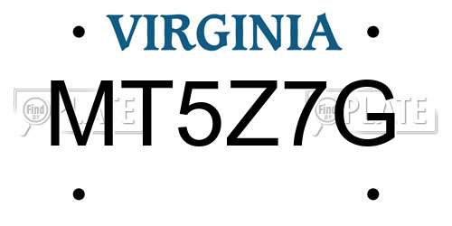 MT5Z7G Virginia License Plate
