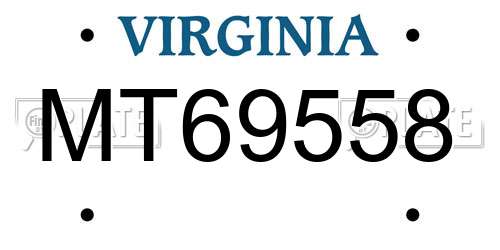 MT69558 Virginia License Plate