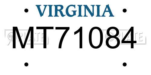 MT71084 Virginia License Plate