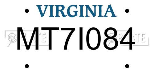 MT7I084 Virginia License Plate