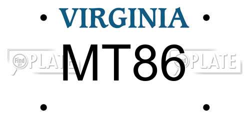 MT86 Virginia License Plate