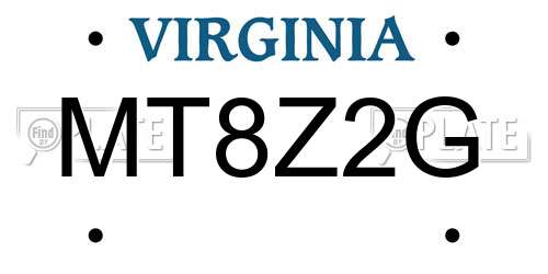 MT8Z2G Virginia License Plate
