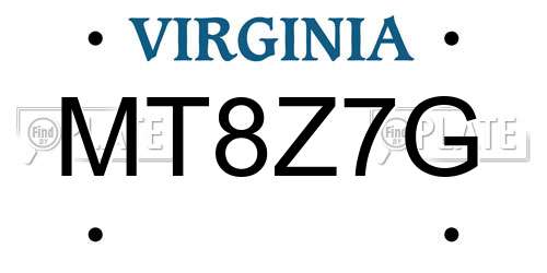 MT8Z7G Virginia License Plate