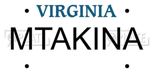 MTAKINA Virginia License Plate