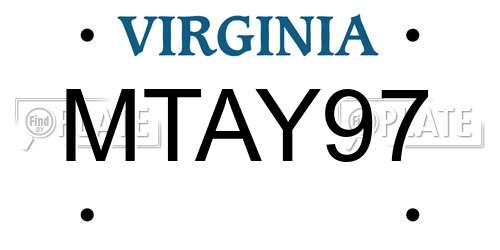 MTAY97 Virginia License Plate