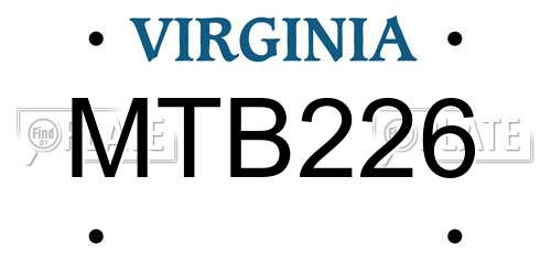MTB226 Virginia License Plate