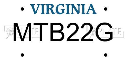 MTB22G Virginia License Plate