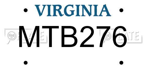 MTB276 Virginia License Plate
