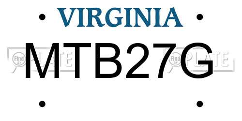 MTB27G Virginia License Plate