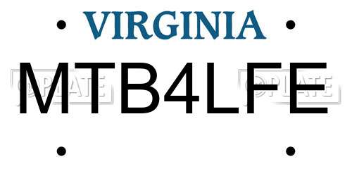 MTB4LFE Virginia License Plate