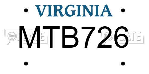 MTB726 Virginia License Plate
