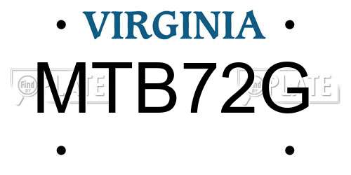 MTB72G Virginia License Plate