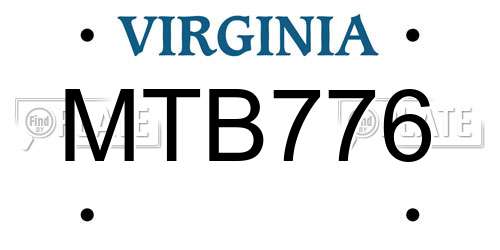 MTB776 Virginia License Plate