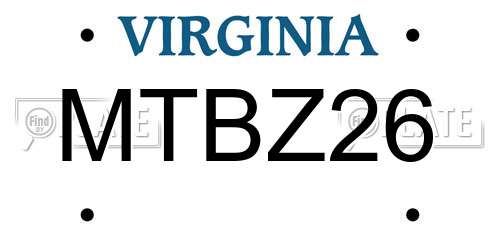 MTBZ26 Virginia License Plate