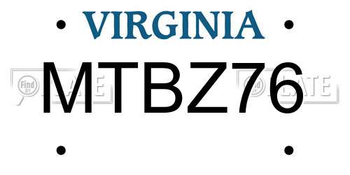 MTBZ76 Virginia License Plate