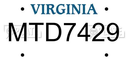 MTD7429 Virginia License Plate