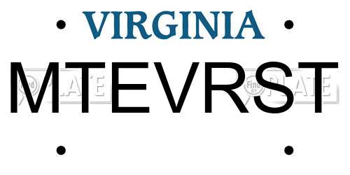 MTEVRST Virginia License Plate