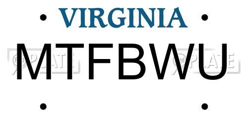 MTFBWU Virginia License Plate