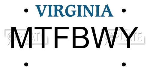 MTFBWY Virginia License Plate