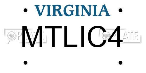 MTLIC4 Virginia License Plate