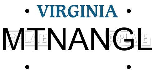 MTNANGL Virginia License Plate