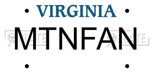 MTNFAN Virginia License Plate