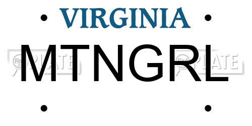 MTNGRL Virginia License Plate